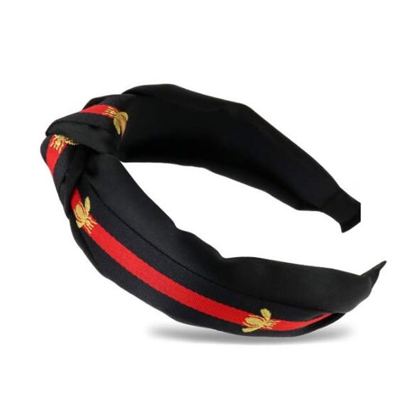 LUXE "WannaBee" BLACK/RED Top Knotted Headband 💚❤️💚🐝 (LHXX006) - Picture 1 of 1